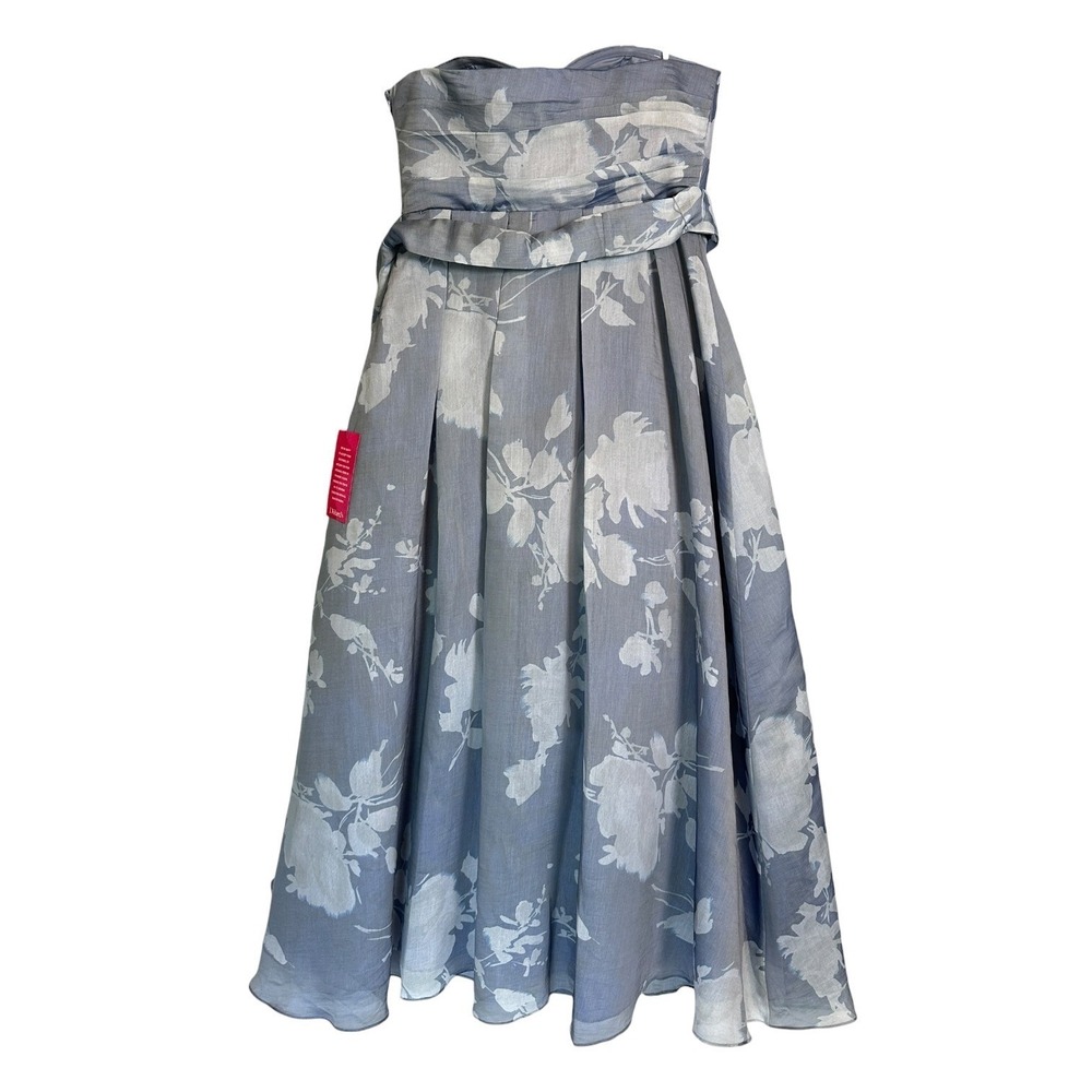 Donna Karan New York Formal Gown Strapless Organza 14 Tencel Floral‎ Blue NWOT - Picture 10 of 16
